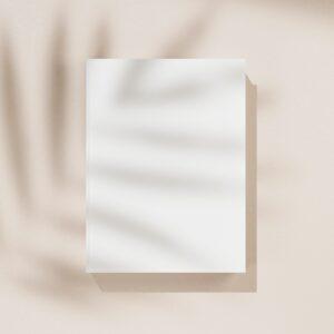 White book cover mock up. Blank template for your design. Top view, close-up. Book, catalogue cover
